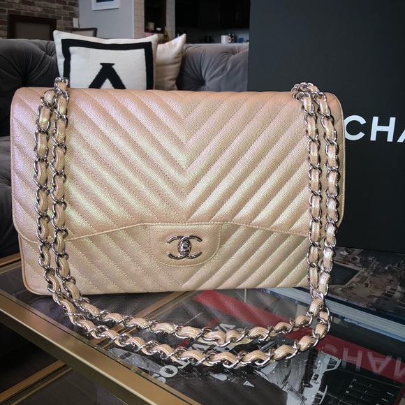 chanel light gold chevron